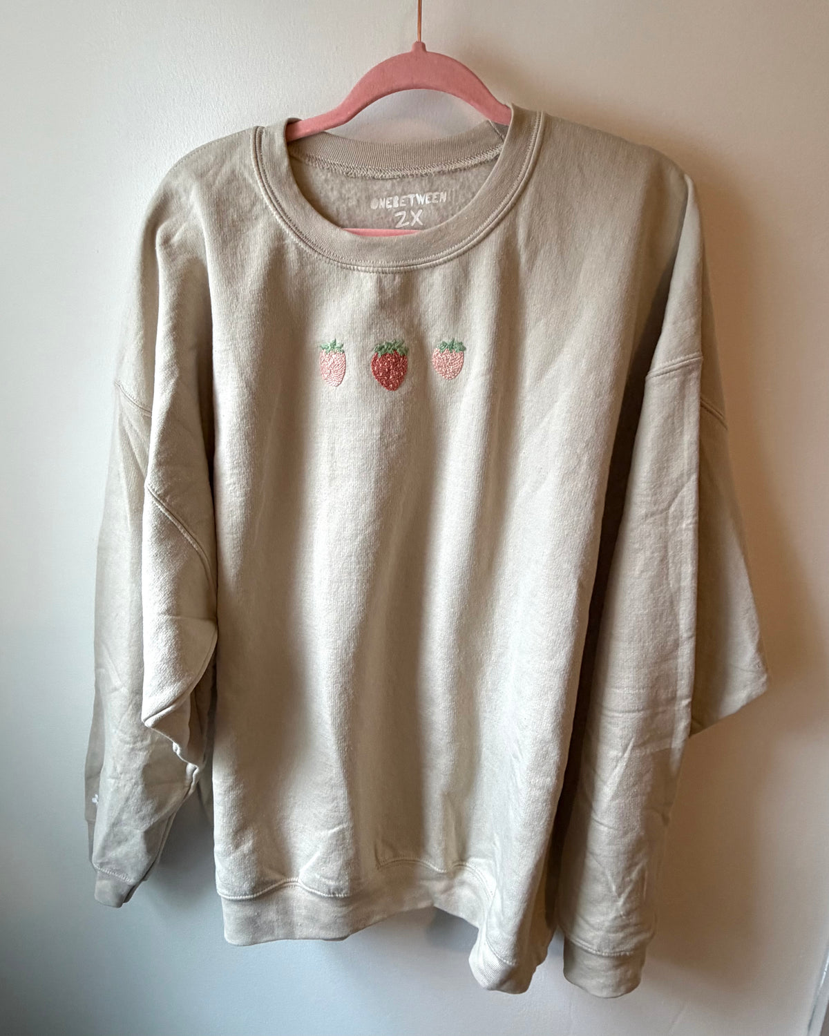 Strawberry embroidered crewneck