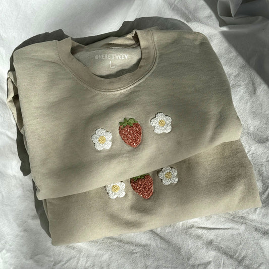 strawberry and flowers crewneck