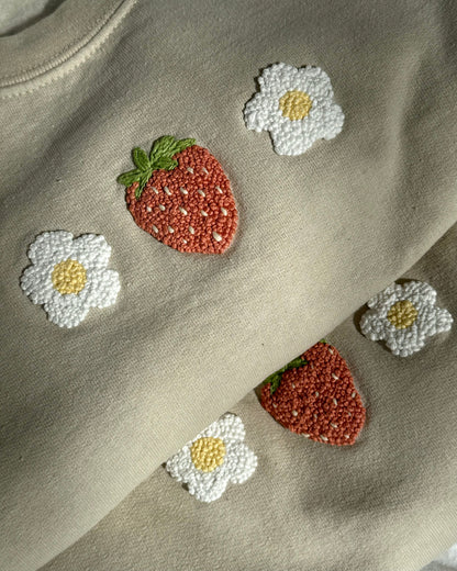 strawberry and flowers crewneck