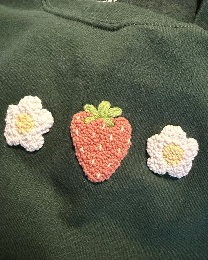 Flower and strawberry crewneck