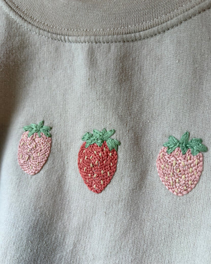 Strawberry embroidered crewneck