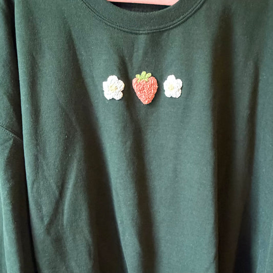 Flower and strawberry crewneck